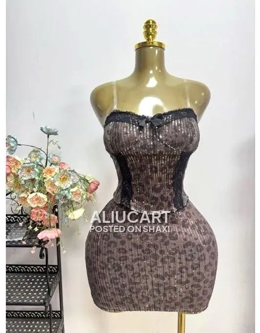 Yolanda Leopard Sequin Women’s Bodycon Party Dress – Elegant Fashion Dress photo 3
