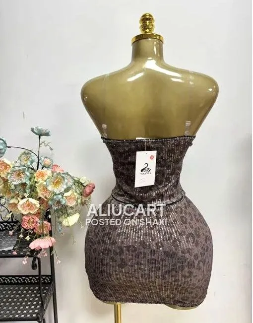 Yolanda Leopard Sequin Women’s Bodycon Party Dress – Elegant Fashion Dress photo 2