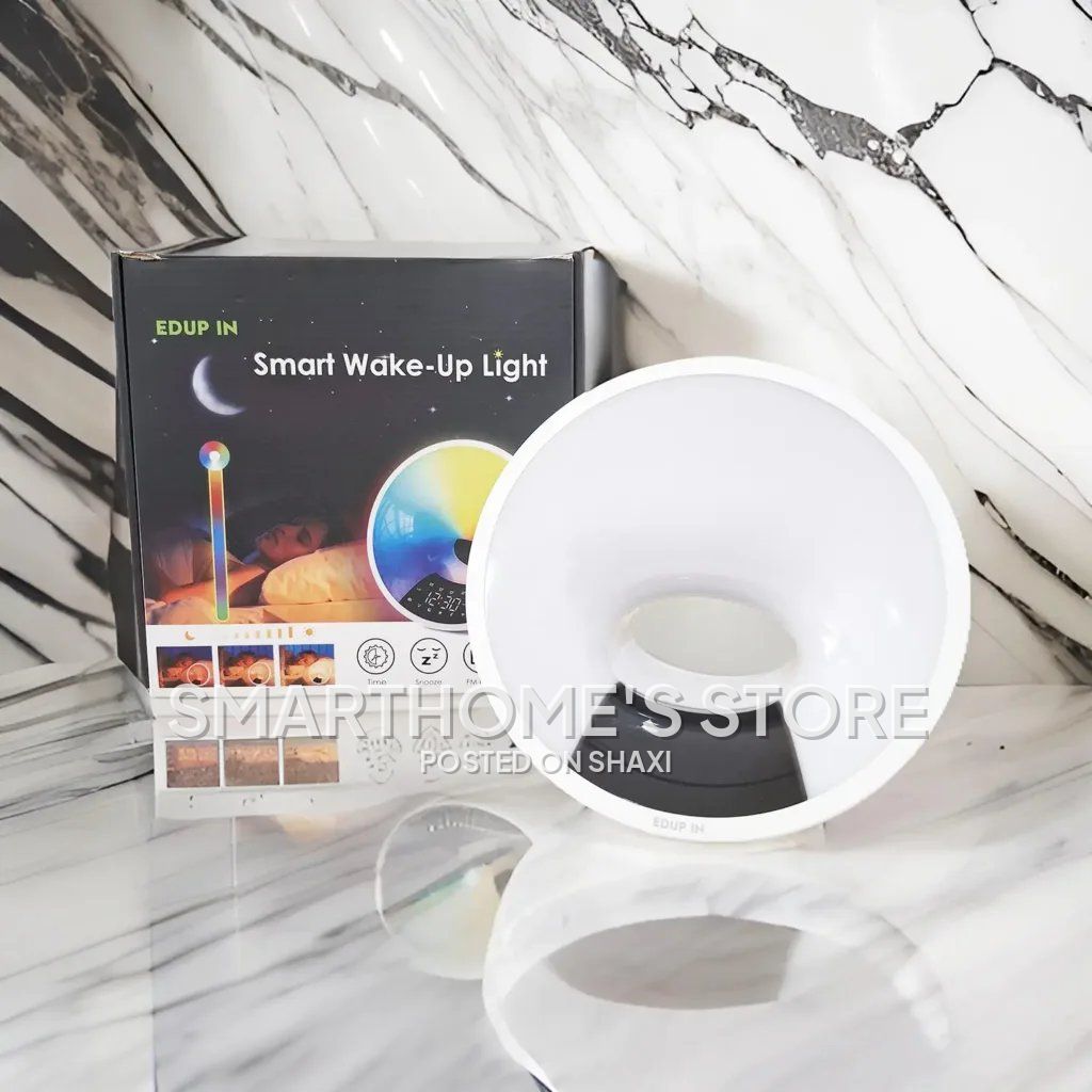 Smart Sunrise Alarm Clock with Alexa, Google Home, Wi-Fi, and 7-Color Atmosphere Lighting. photo 1