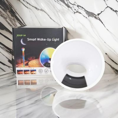 Smart Sunrise Alarm Clock with Alexa, Google Home, Wi-Fi, and 7-Color Atmosphere Lighting.