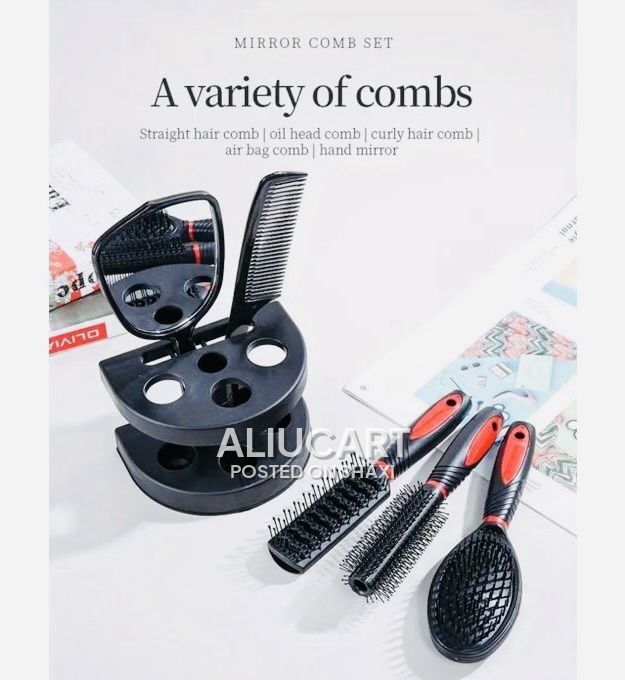 5-in-1 Hair Brush & Comb Set with Mirror and Storage Stand photo 6