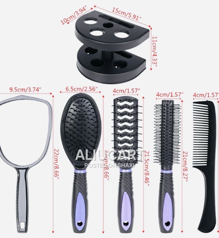 5-in-1 Hair Brush & Comb Set with Mirror and Storage Stand photo 7