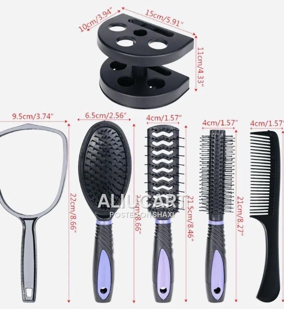 5-in-1 Hair Brush & Comb Set with Mirror and Storage Stand photo 7