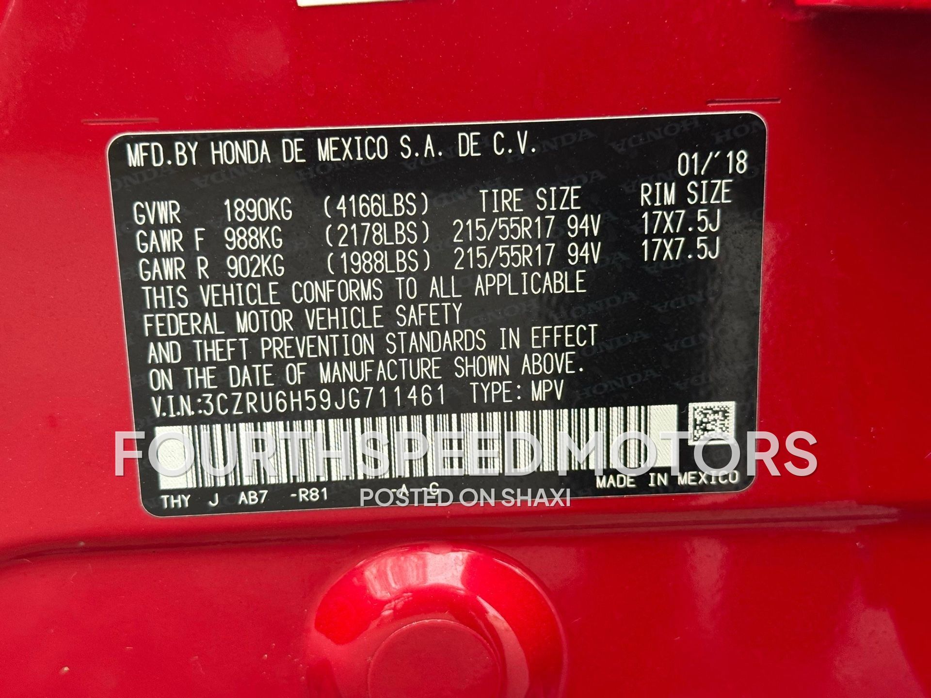 2018 Honda HRV EX photo 10