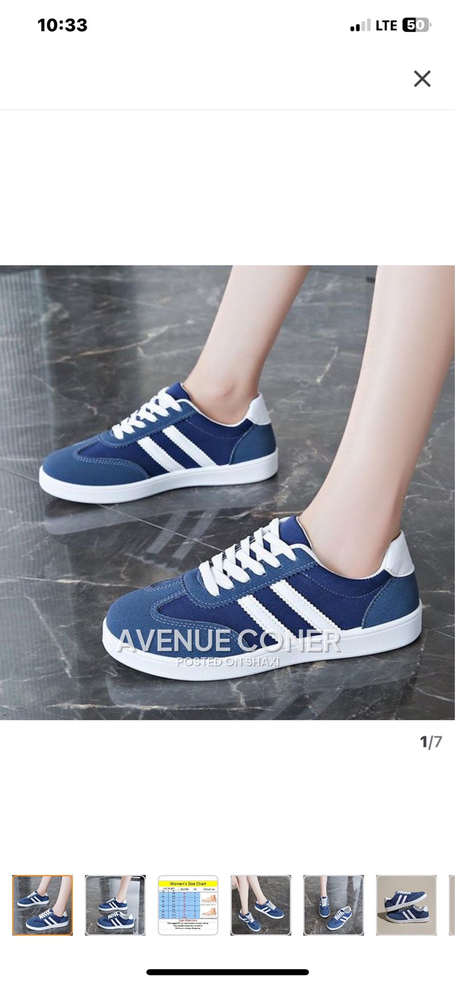 Ladies Classic Sneakers Casual Lightweigt Running Sport Shoes - Blue photo 1