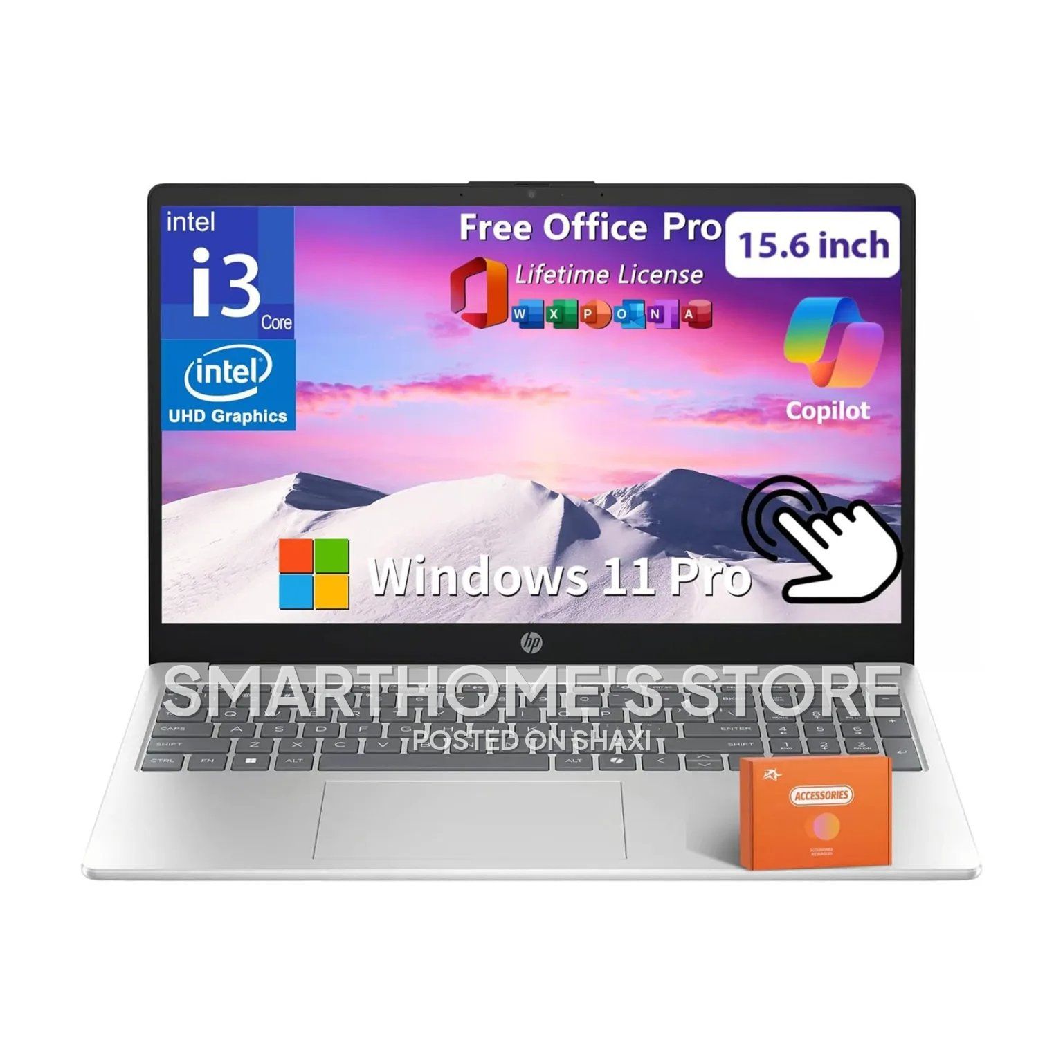 HP – 15.6 Touch-Screen Laptop – Intel Core i3 1315U 2023 – 8GB Memory – 256GB SSD – Natural Silver photo 1
