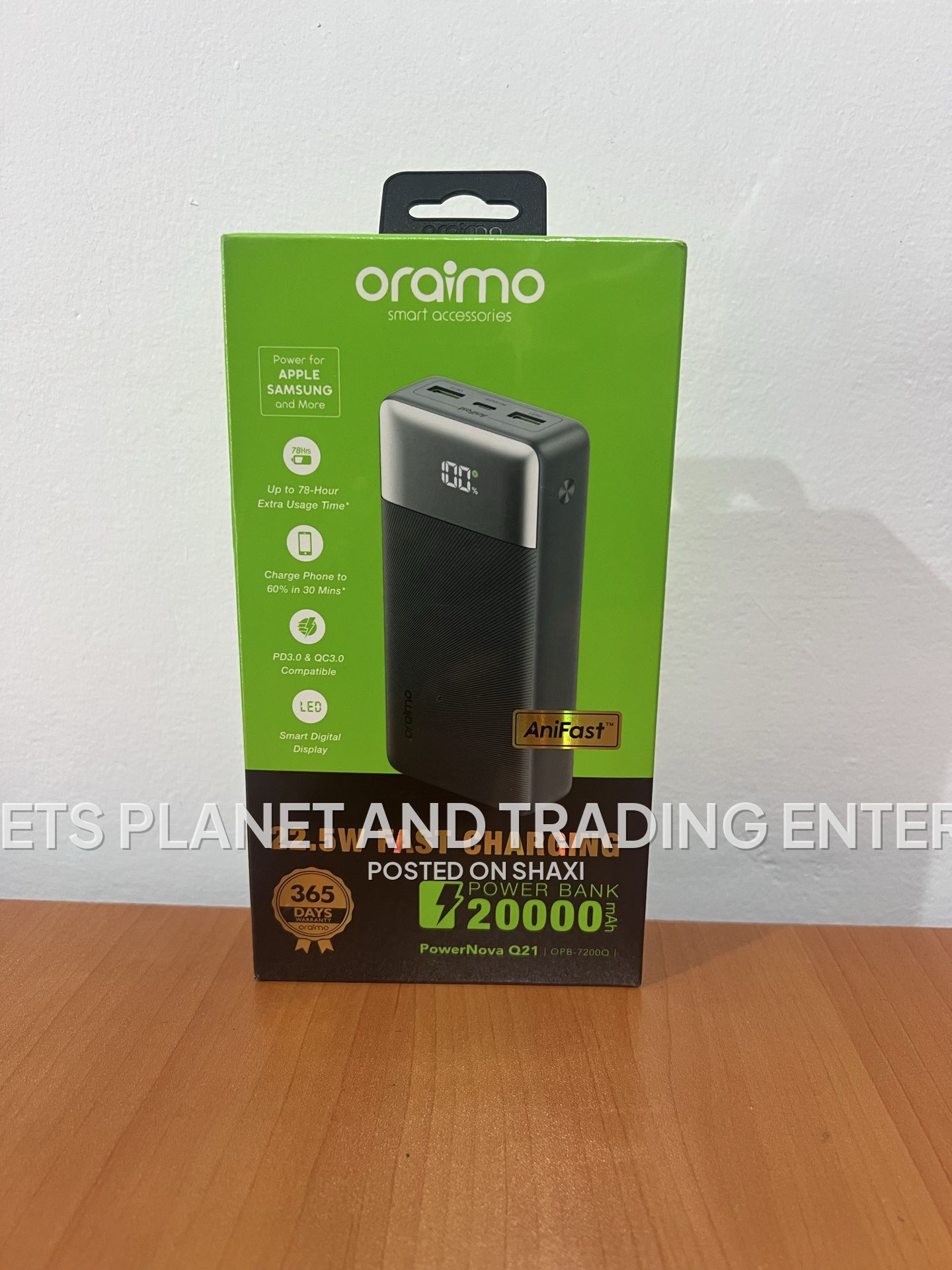 Oraimo PowerNova Q21 20000mAh 22.5W Super Fast Power Bank - OPB-7200Q photo 1