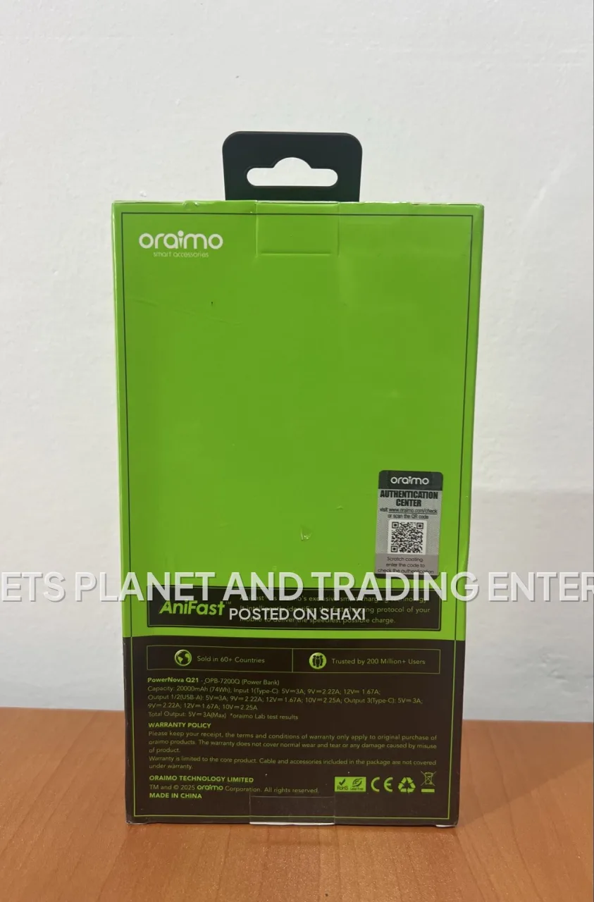 Oraimo PowerNova Q21 20000mAh 22.5W Super Fast Power Bank - OPB-7200Q photo 2