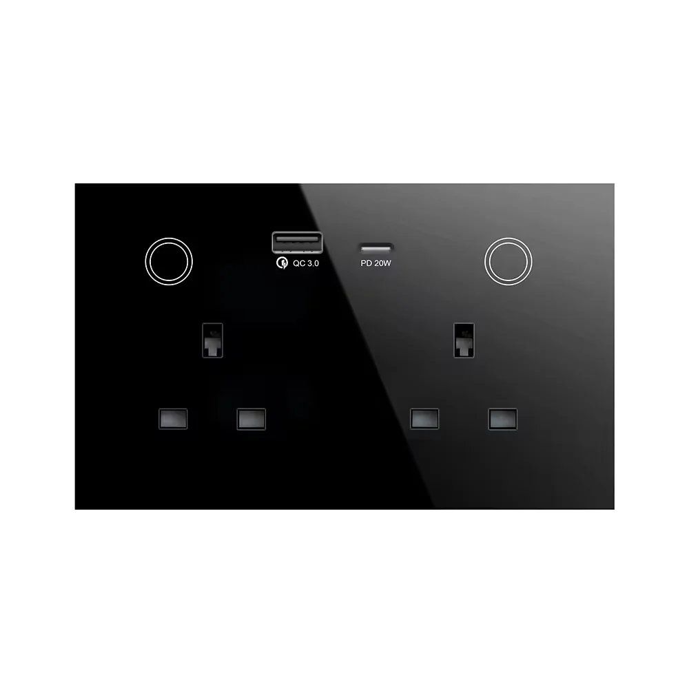 Smart Wall Double Sockets with USB & USB-C photo 1