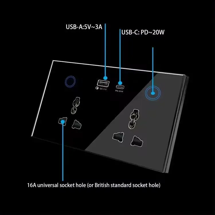 Smart Wall Double Sockets with USB & USB-C photo 4