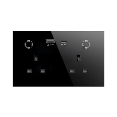 Smart Wall Double Sockets with USB & USB-C